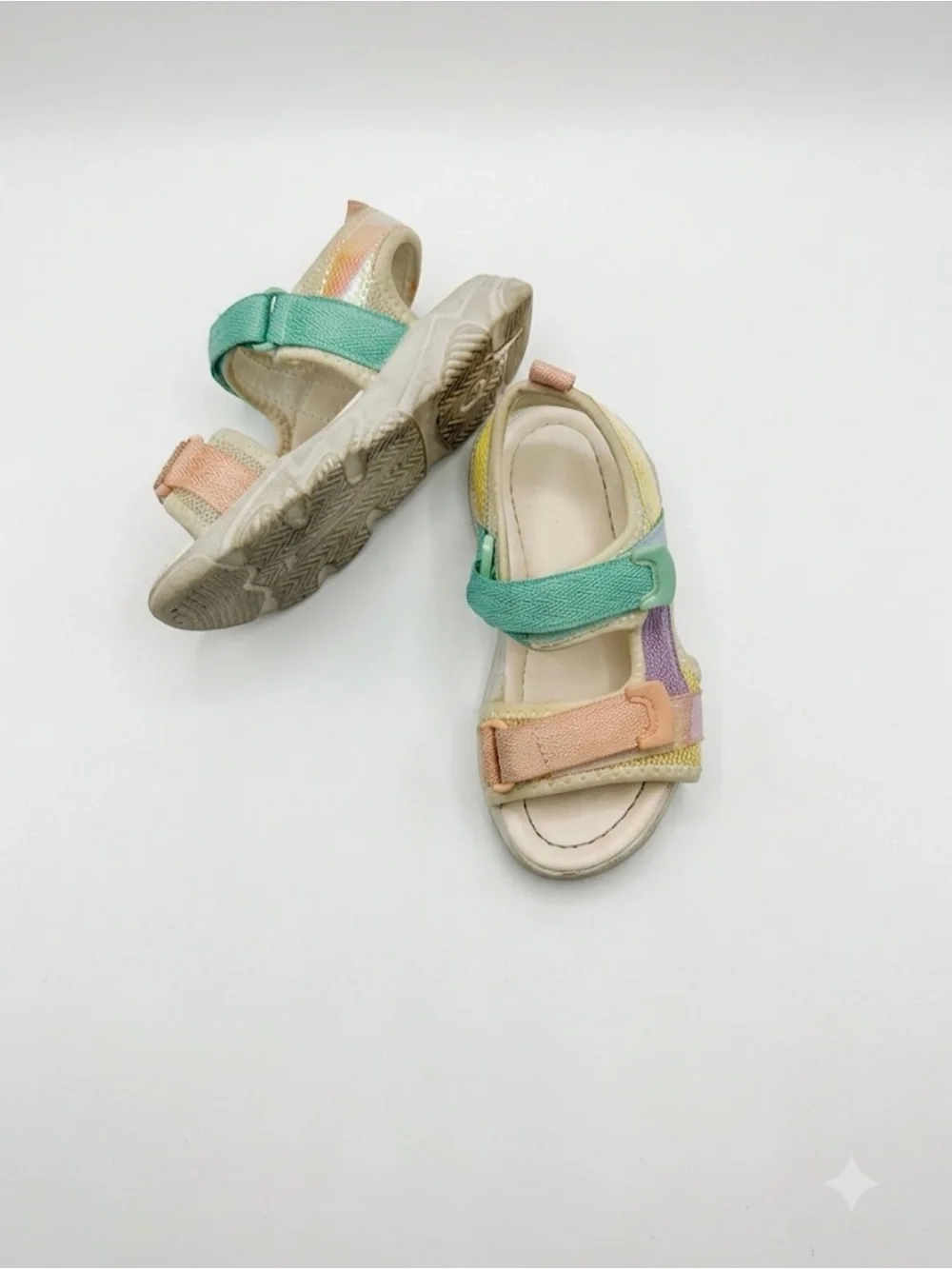 SHEIN Pastel Rainbow Kids Velcro Sandals - Mint, Pink, Lavender